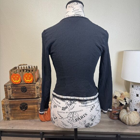 Y2K The Limited Silk Tie Front Embroidered Lace Blouse XS Fairy Romantic Whimsy - Picture 6 of 9